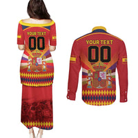 Custom Espana Campeon De Europa Couples Matching Puletasi and Long Sleeve Button Shirt Spain History Champions LT9 - Wonder Print Shop