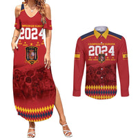 Custom Espana Campeon De Europa Couples Matching Summer Maxi Dress and Long Sleeve Button Shirt Spain History Champions LT9 - Wonder Print Shop