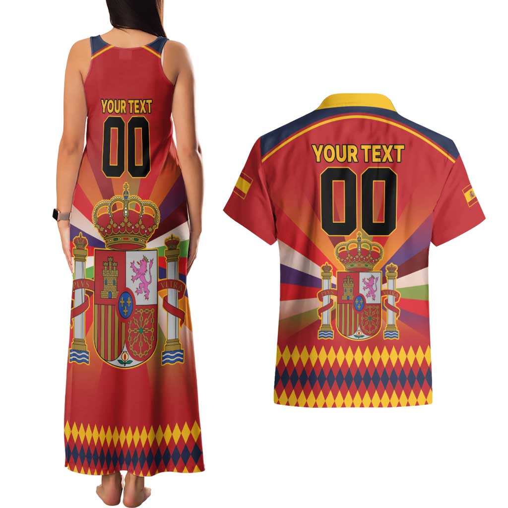 Custom Espana Campeon De Europa Couples Matching Tank Maxi Dress and Hawaiian Shirt Spain History Champions LT9 - Wonder Print Shop