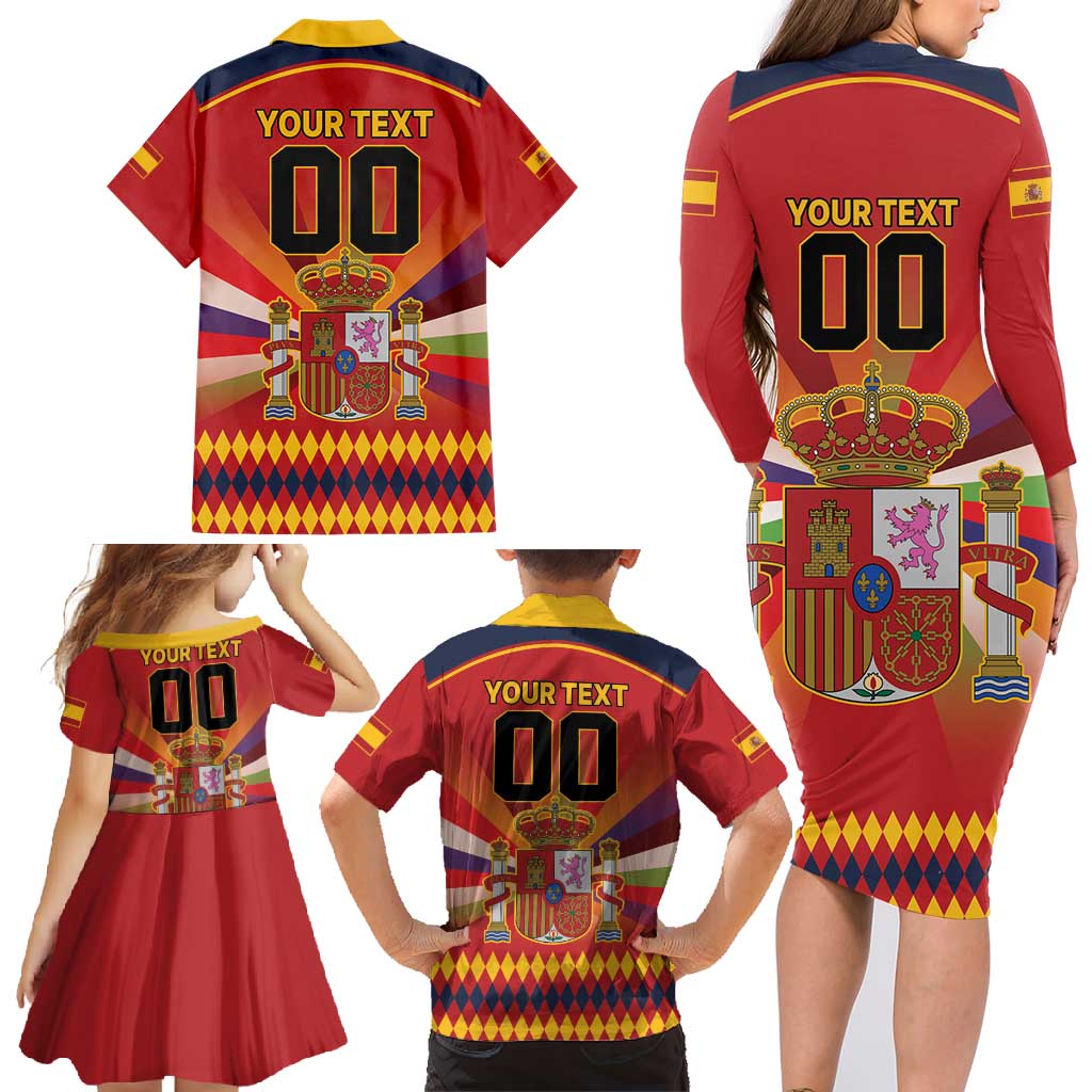 Custom Espana Campeon De Europa Family Matching Long Sleeve Bodycon Dress and Hawaiian Shirt Spain History Champions LT9 - Wonder Print Shop