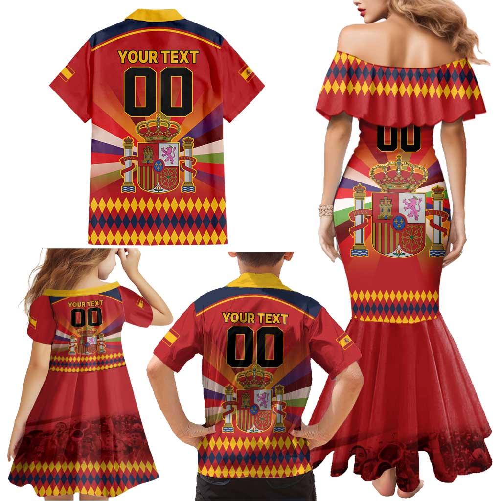 Custom Espana Campeon De Europa Family Matching Mermaid Dress and Hawaiian Shirt Spain History Champions LT9 - Wonder Print Shop