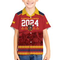 Custom Espana Campeon De Europa Family Matching Off The Shoulder Long Sleeve Dress and Hawaiian Shirt Spain History Champions - Wonder Print Shop