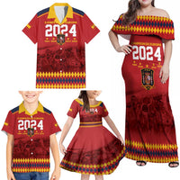Custom Espana Campeon De Europa Family Matching Off Shoulder Maxi Dress and Hawaiian Shirt Spain History Champions LT9 - Wonder Print Shop