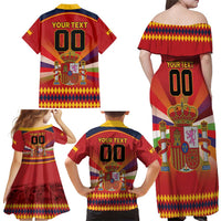 Custom Espana Campeon De Europa Family Matching Off Shoulder Maxi Dress and Hawaiian Shirt Spain History Champions LT9 - Wonder Print Shop