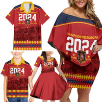 Custom Espana Campeon De Europa Family Matching Off Shoulder Short Dress and Hawaiian Shirt Spain History Champions LT9 - Wonder Print Shop