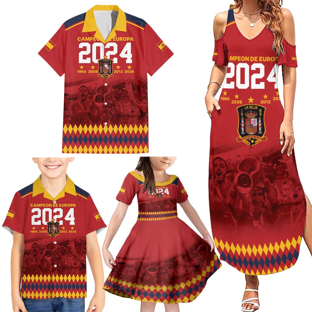 Custom Espana Campeon De Europa Family Matching Summer Maxi Dress and Hawaiian Shirt Spain History Champions - Wonder Print Shop