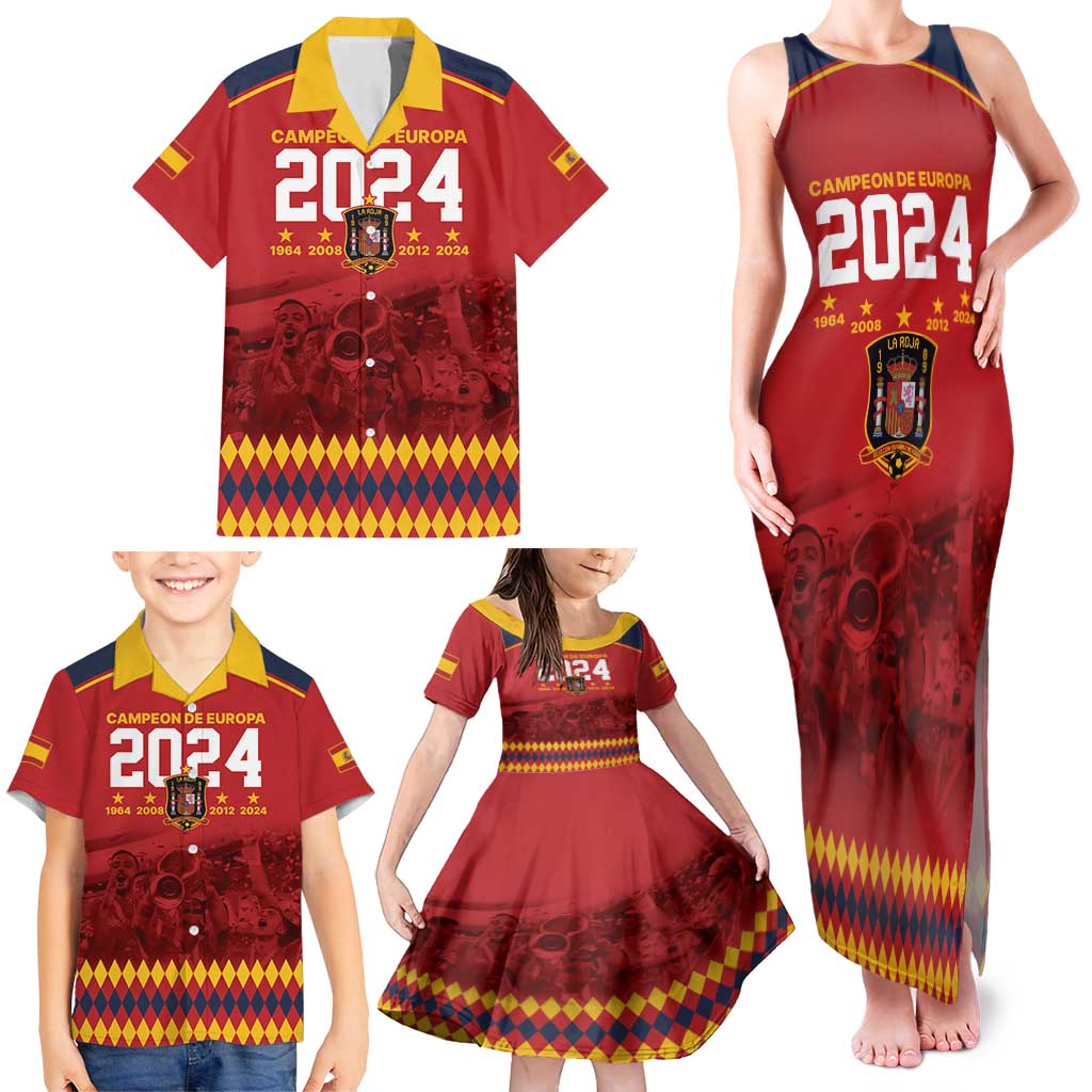 Custom Espana Campeon De Europa Family Matching Tank Maxi Dress and Hawaiian Shirt Spain History Champions - Wonder Print Shop
