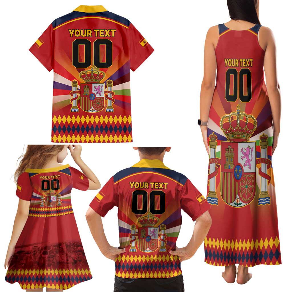 Custom Espana Campeon De Europa Family Matching Tank Maxi Dress and Hawaiian Shirt Spain History Champions - Wonder Print Shop