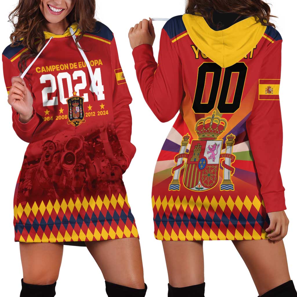 Custom Espana Campeon De Europa Hoodie Dress Spain History Champions - Wonder Print Shop