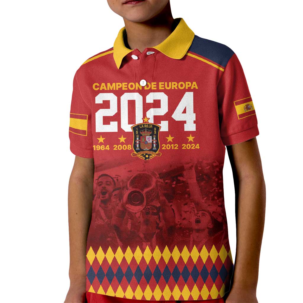 Custom Espana Campeon De Europa Kid Polo Shirt Spain History Champions - Wonder Print Shop
