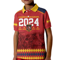 Custom Espana Campeon De Europa Kid Polo Shirt Spain History Champions - Wonder Print Shop