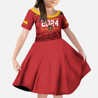 Custom Espana Campeon De Europa Kid Short Sleeve Dress Spain History Champions - Wonder Print Shop