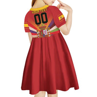 Custom Espana Campeon De Europa Kid Short Sleeve Dress Spain History Champions - Wonder Print Shop