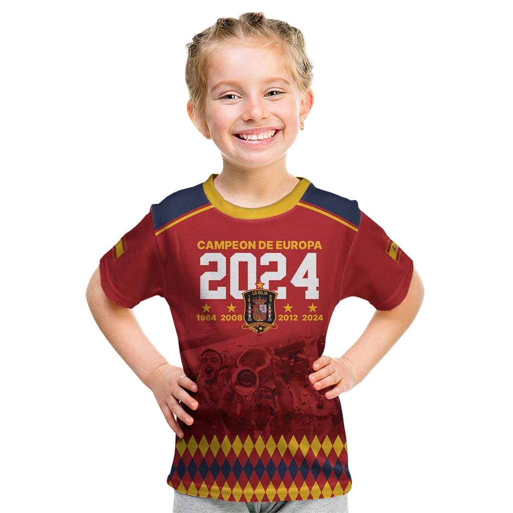 Custom Espana Campeon De Europa Kid T Shirt Spain History Champions - Wonder Print Shop