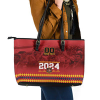 Custom Espana Campeon De Europa Leather Tote Bag Spain History Champions - Wonder Print Shop