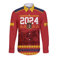 Custom Espana Campeon De Europa Long Sleeve Button Shirt Spain History Champions - Wonder Print Shop