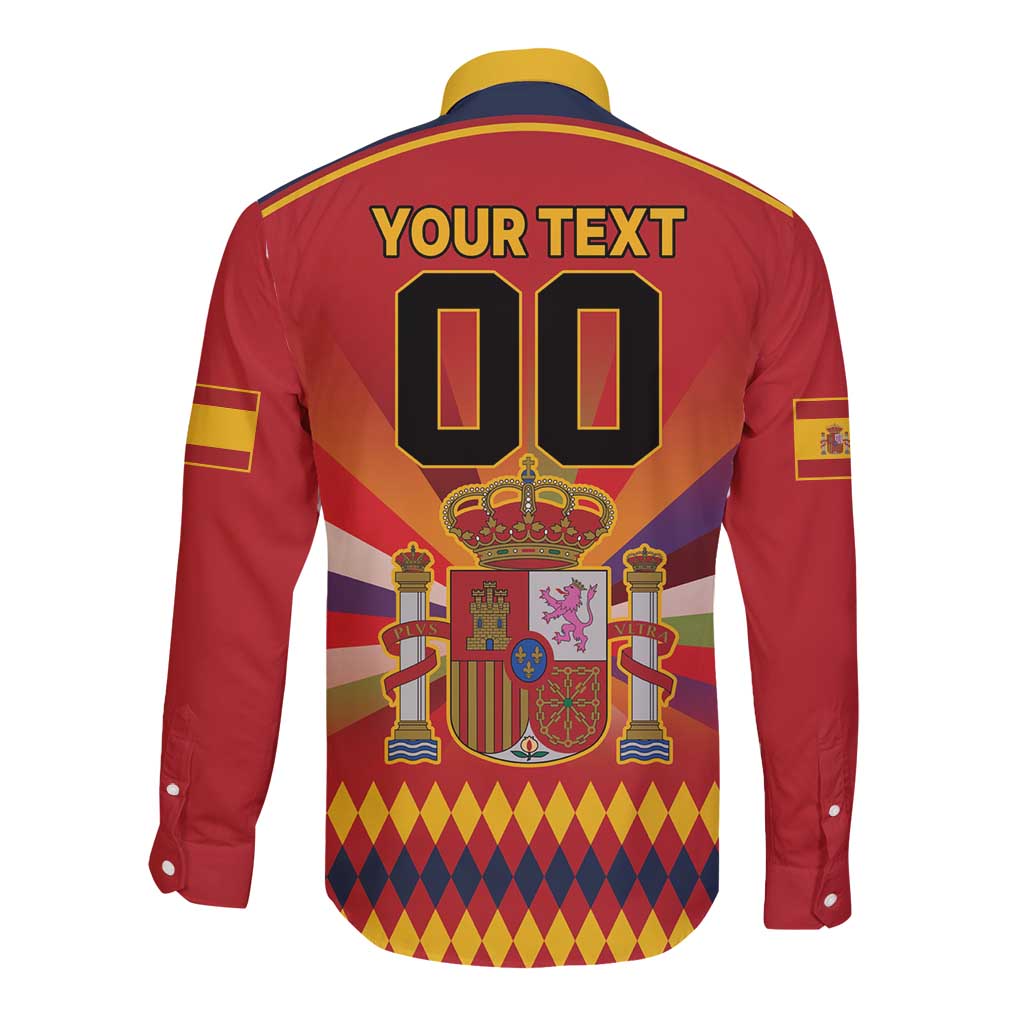 Custom Espana Campeon De Europa Long Sleeve Button Shirt Spain History Champions - Wonder Print Shop