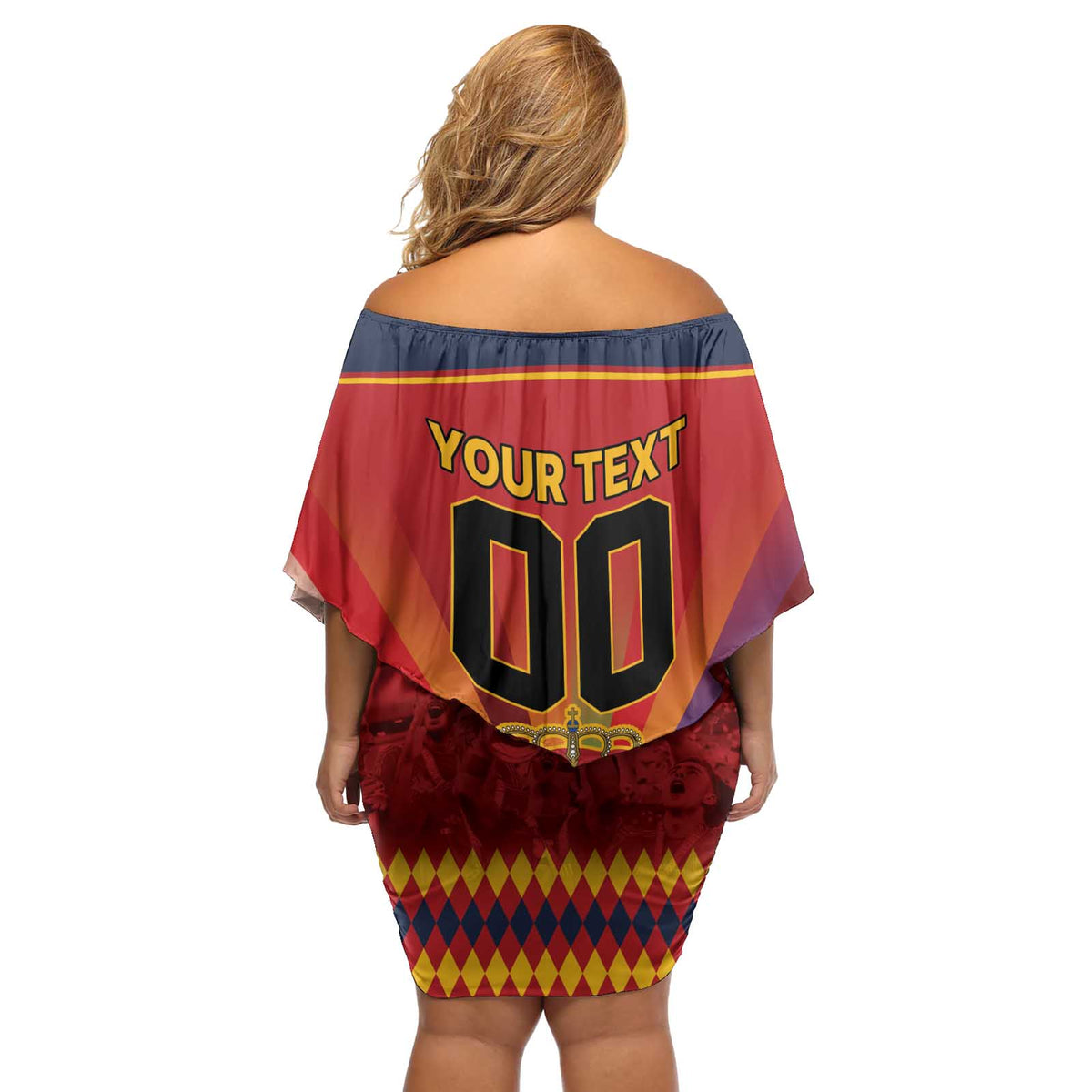 Custom Espana Campeon De Europa Off Shoulder Short Dress Spain History Champions - Wonder Print Shop