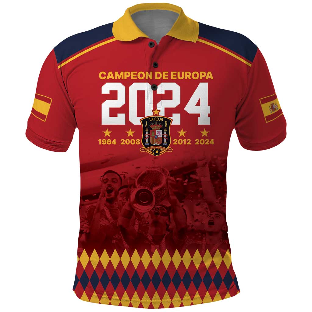 Custom Espana Campeon De Europa Polo Shirt Spain History Champions - Wonder Print Shop