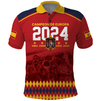 Custom Espana Campeon De Europa Polo Shirt Spain History Champions - Wonder Print Shop