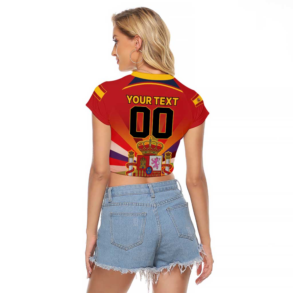 Custom Espana Campeon De Europa Raglan Cropped T Shirt Spain History Champions - Wonder Print Shop