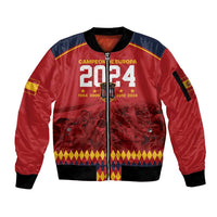 Custom Espana Campeon De Europa Sleeve Zip Bomber Jacket Spain History Champions - Wonder Print Shop