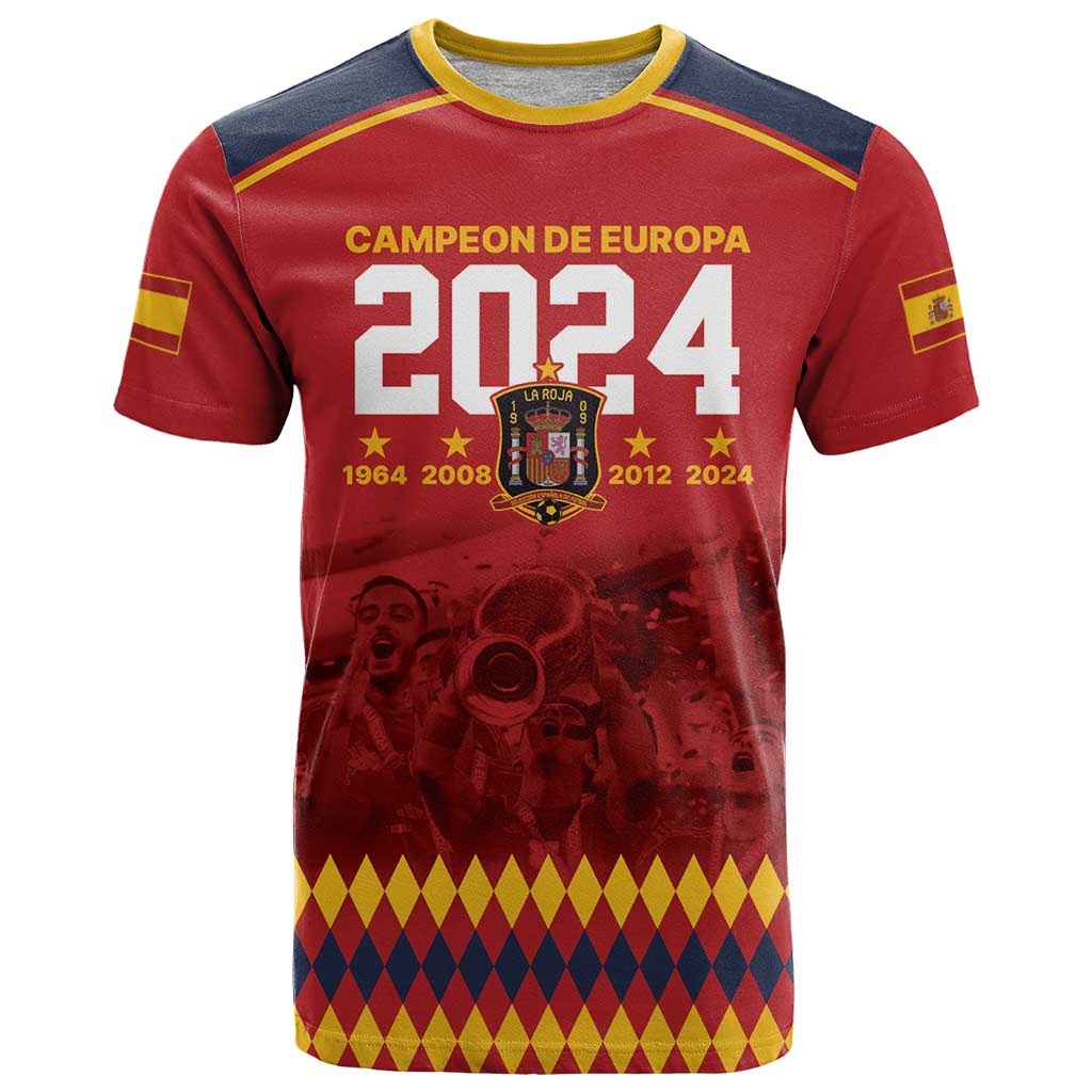 Custom Espana Campeon De Europa T Shirt Spain History Champions - Wonder Print Shop