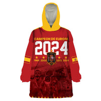 Custom Espana Campeon De Europa Wearable Blanket Hoodie Spain History Champions - Wonder Print Shop