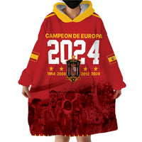 Custom Espana Campeon De Europa Wearable Blanket Hoodie Spain History Champions - Wonder Print Shop
