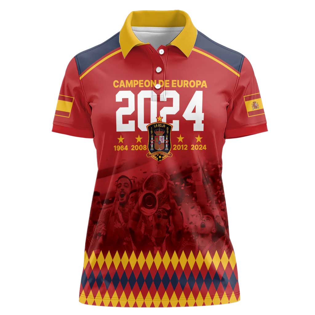Custom Espana Campeon De Europa Women Polo Shirt Spain History Champions - Wonder Print Shop