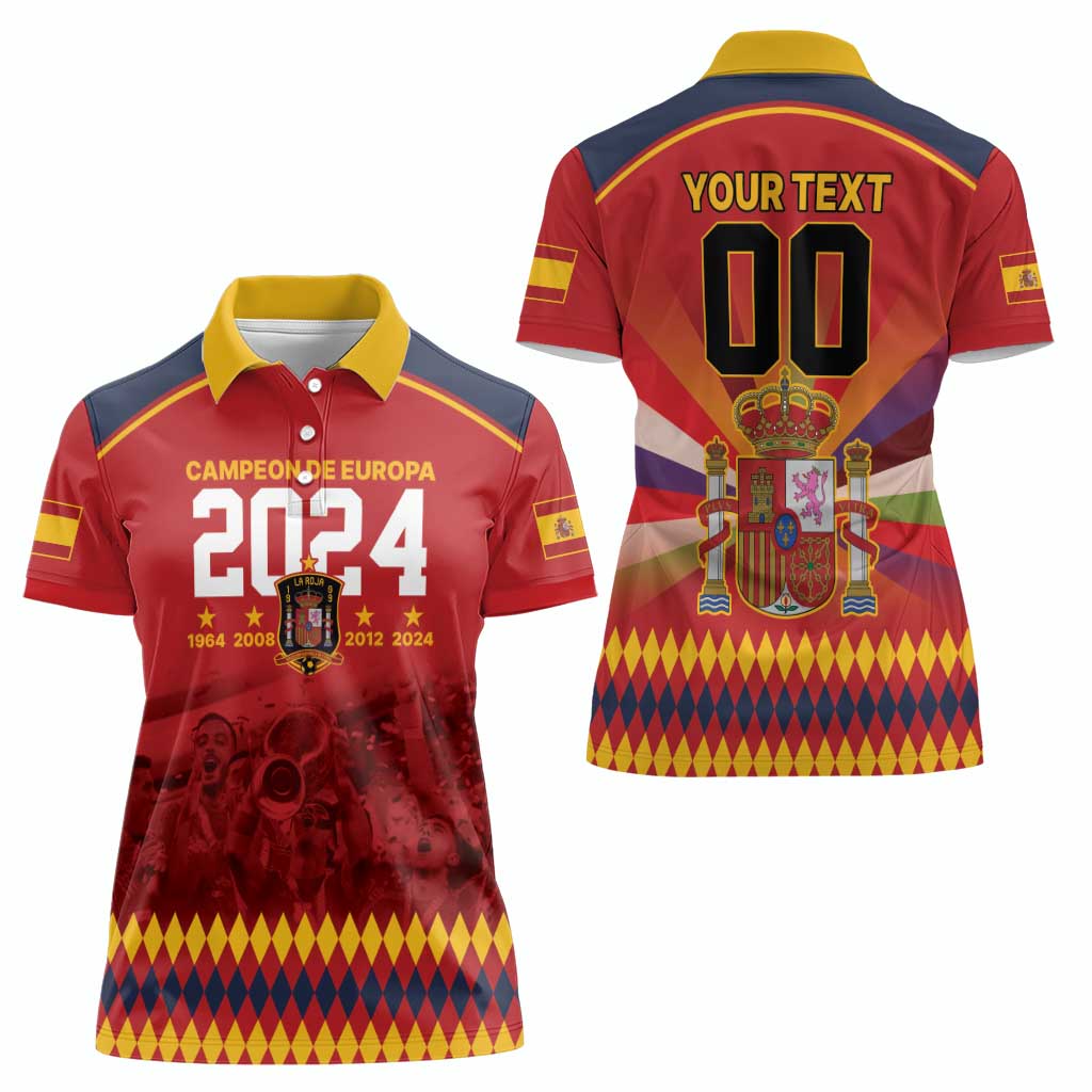 Custom Espana Campeon De Europa Women Polo Shirt Spain History Champions - Wonder Print Shop