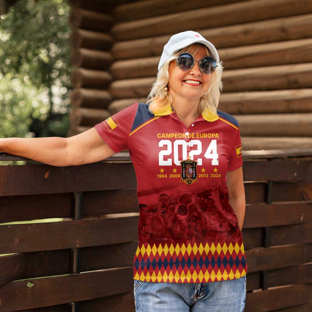 Custom Espana Campeon De Europa Women Polo Shirt Spain History Champions - Wonder Print Shop