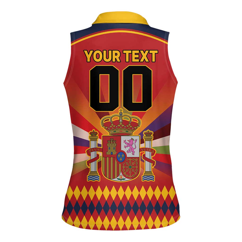 Custom Espana Campeon De Europa Women Sleeveless Polo Shirt Spain History Champions - Wonder Print Shop