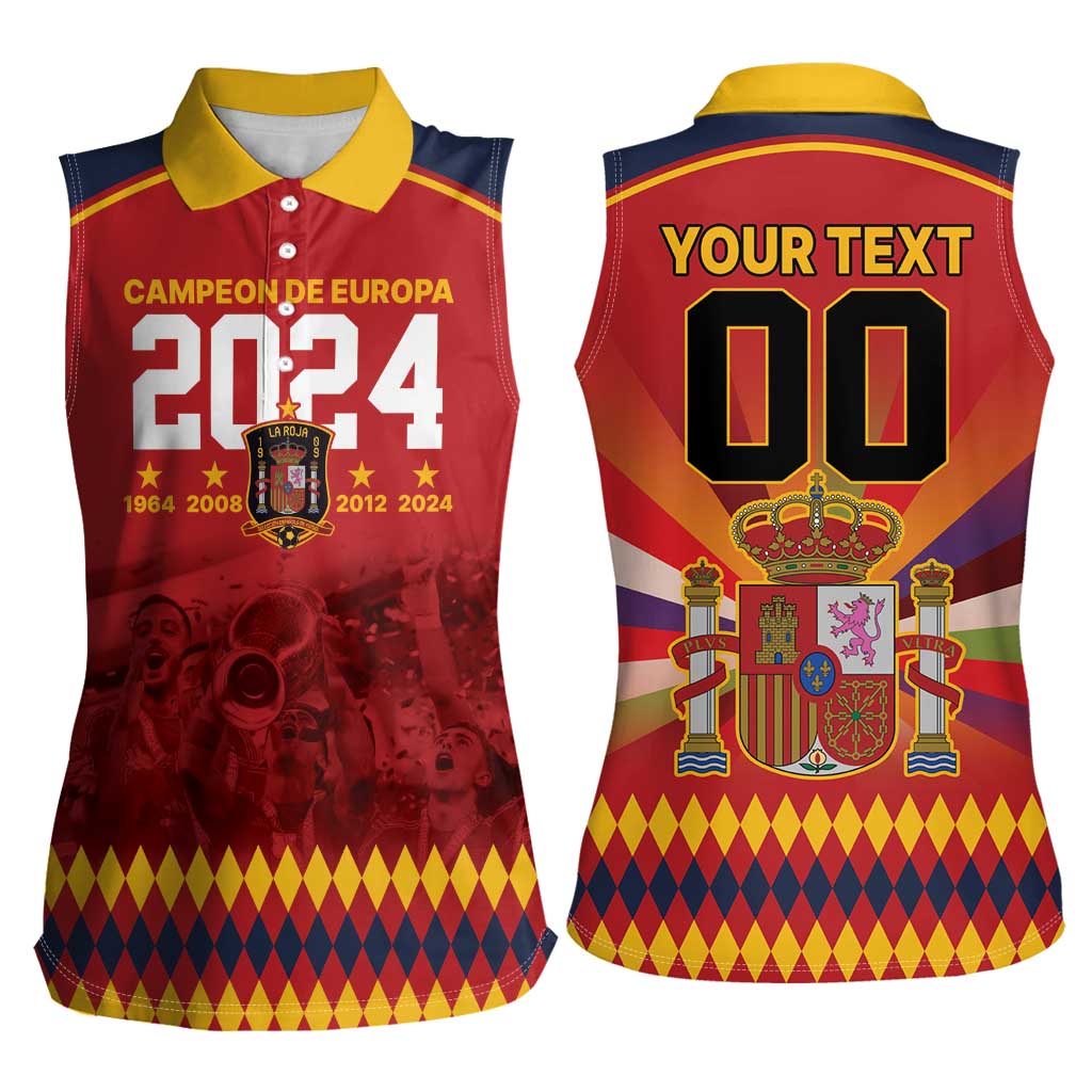 Custom Espana Campeon De Europa Women Sleeveless Polo Shirt Spain History Champions - Wonder Print Shop