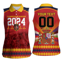 Custom Espana Campeon De Europa Women Sleeveless Polo Shirt Spain History Champions - Wonder Print Shop