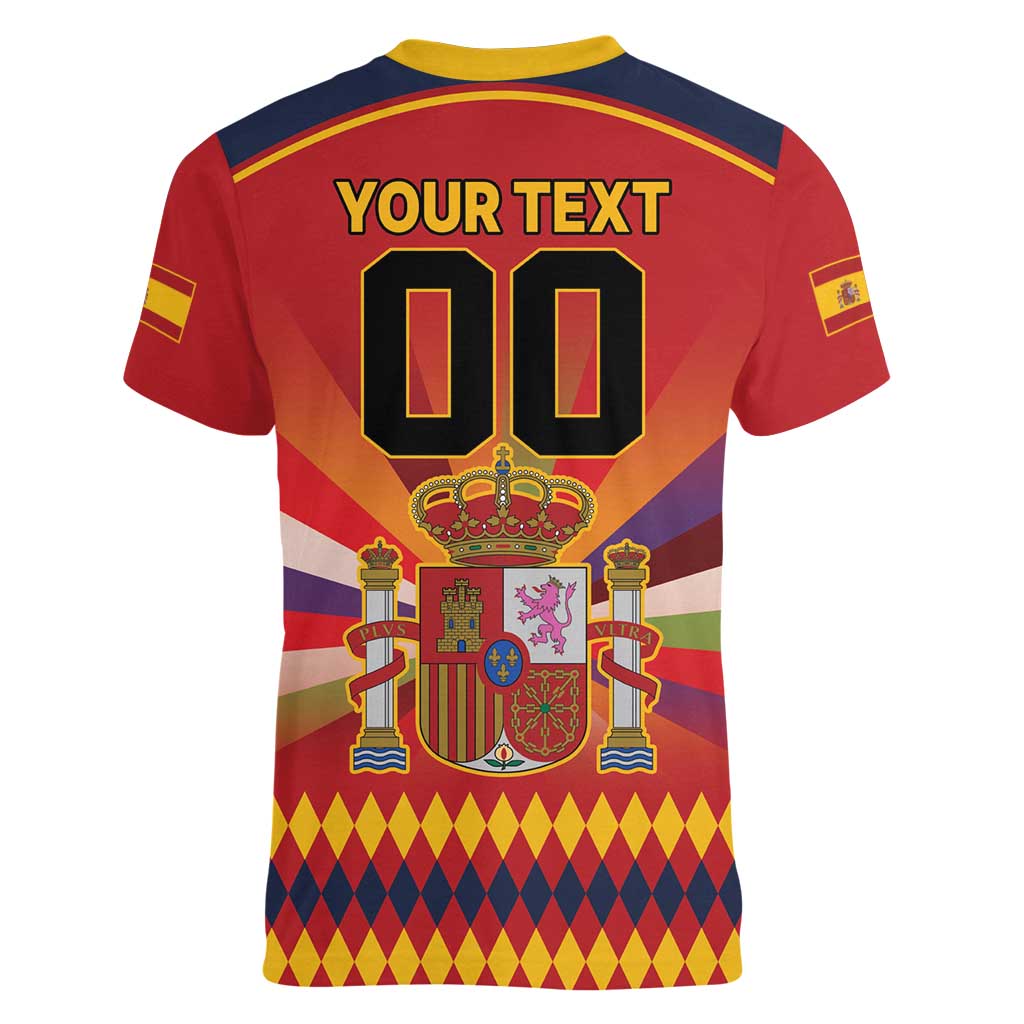 Custom Espana Campeon De Europa Women V-Neck T-Shirt Spain History Champions - Wonder Print Shop