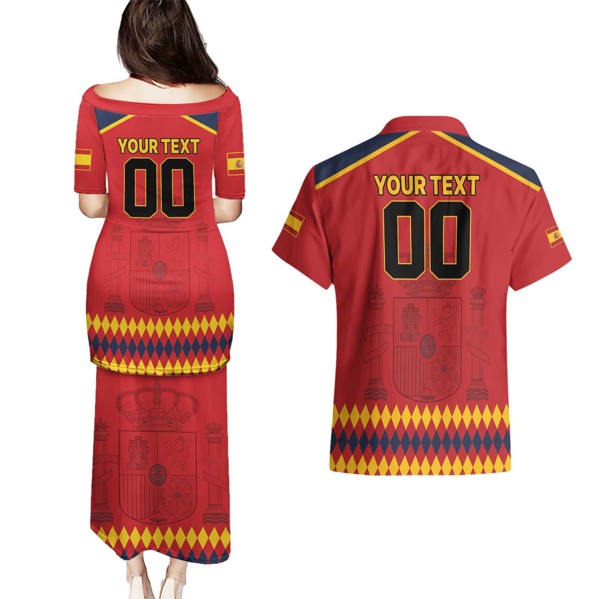 Custom Spain Euro 2024 Champions Couples Matching Puletasi and Hawaiian Shirt La Roja Campeon De Europa LT9 - Wonder Print Shop