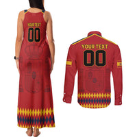 Custom Spain Euro 2024 Champions Couples Matching Tank Maxi Dress and Long Sleeve Button Shirt La Roja Campeon De Europa LT9 - Wonder Print Shop