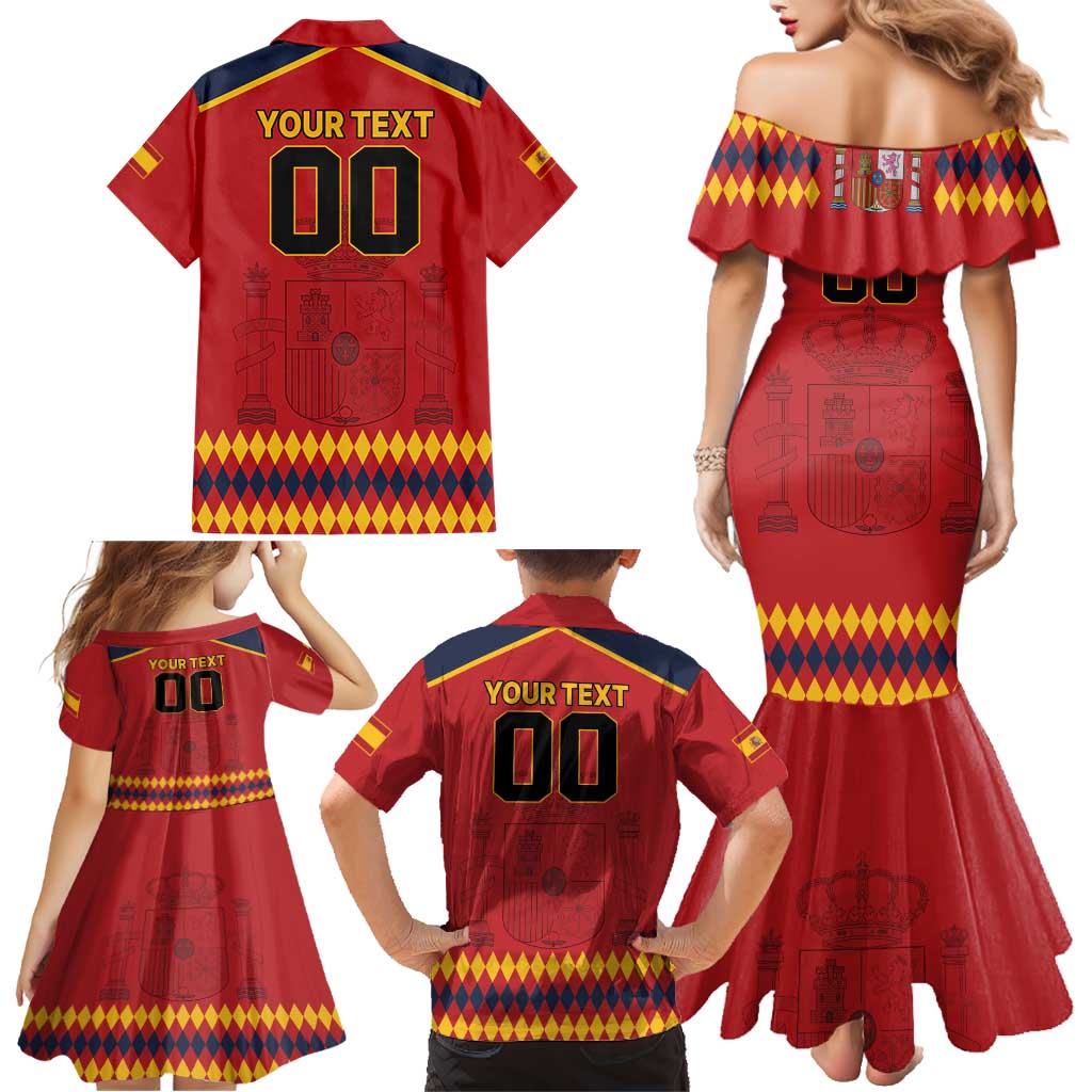 Custom Spain Euro 2024 Champions Family Matching Mermaid Dress and Hawaiian Shirt La Roja Campeon De Europa LT9 - Wonder Print Shop