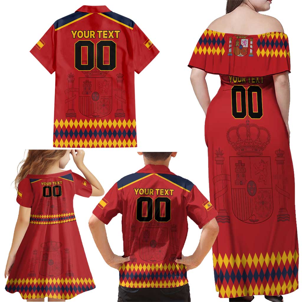 Custom Spain Euro 2024 Champions Family Matching Off Shoulder Maxi Dress and Hawaiian Shirt La Roja Campeon De Europa LT9 - Wonder Print Shop