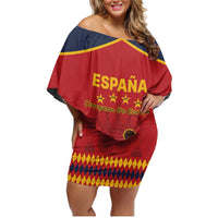 Custom Spain Euro 2024 Champions Family Matching Off Shoulder Short Dress and Hawaiian Shirt La Roja Campeon De Europa LT9 - Wonder Print Shop