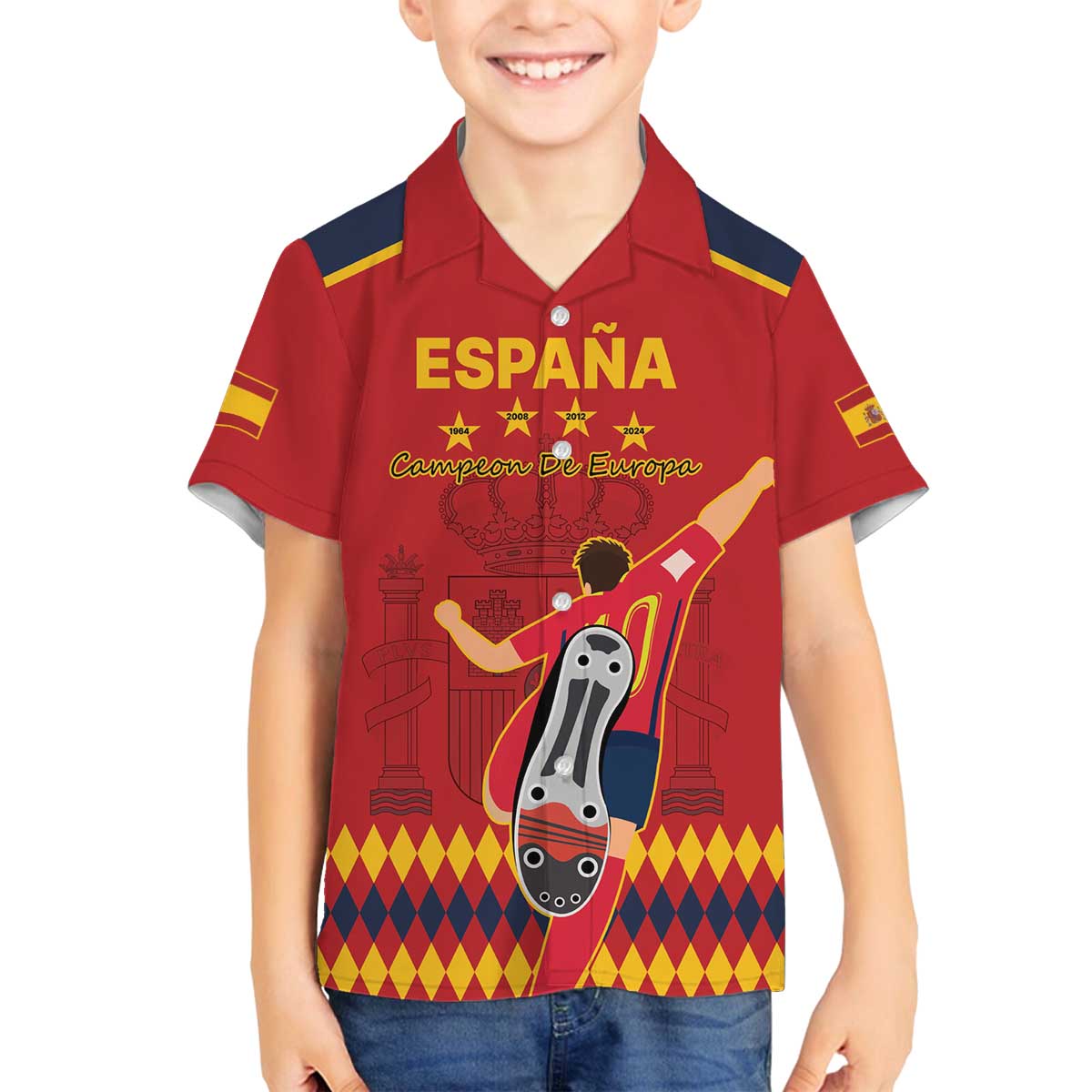 Custom Spain Euro 2024 Champions Family Matching Puletasi and Hawaiian Shirt La Roja Campeon De Europa - Wonder Print Shop