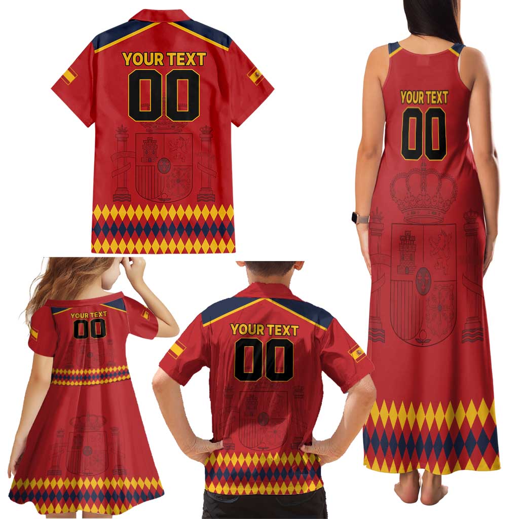 Custom Spain Euro 2024 Champions Family Matching Tank Maxi Dress and Hawaiian Shirt La Roja Campeon De Europa - Wonder Print Shop