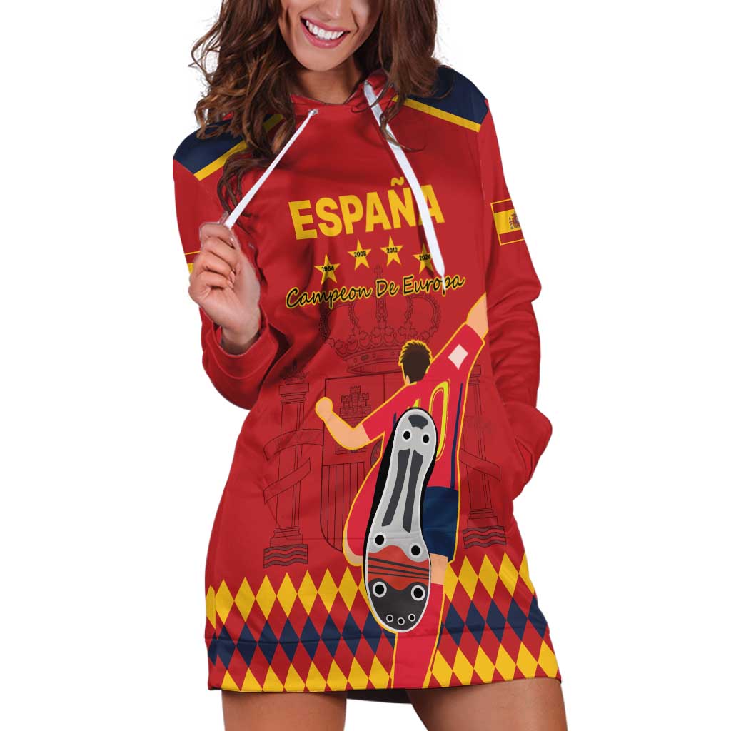 Custom Spain Euro 2024 Champions Hoodie Dress La Roja Campeon De Europa - Wonder Print Shop