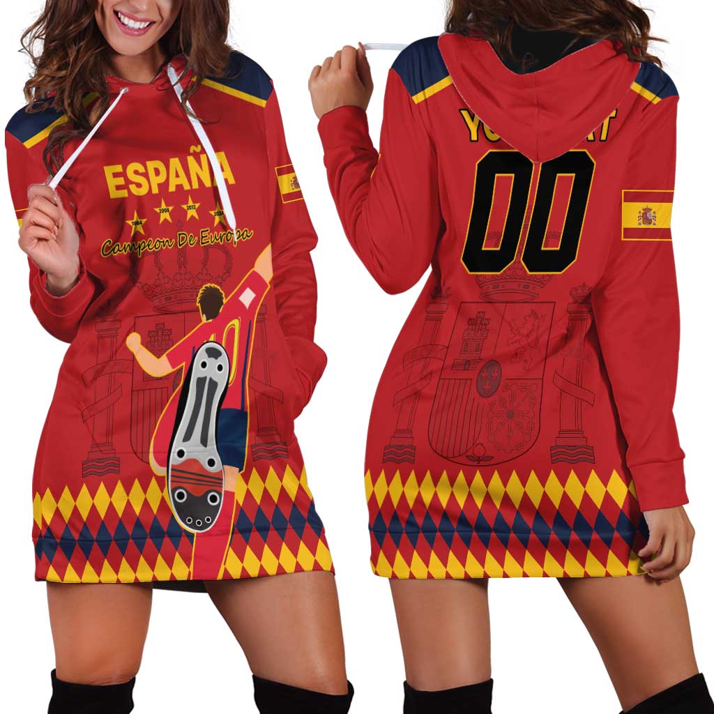 Custom Spain Euro 2024 Champions Hoodie Dress La Roja Campeon De Europa - Wonder Print Shop