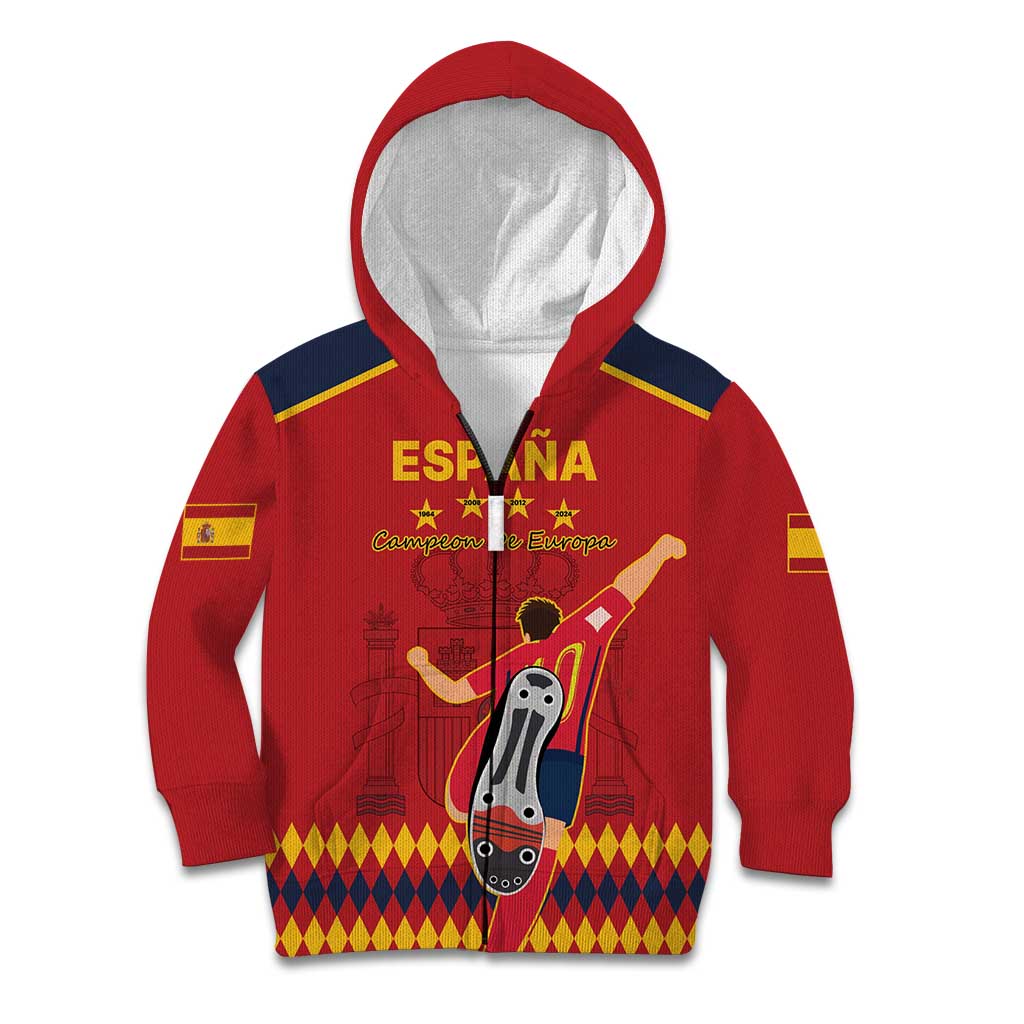 Custom Spain Euro 2024 Champions Kid Hoodie La Roja Campeon De Europa - Wonder Print Shop