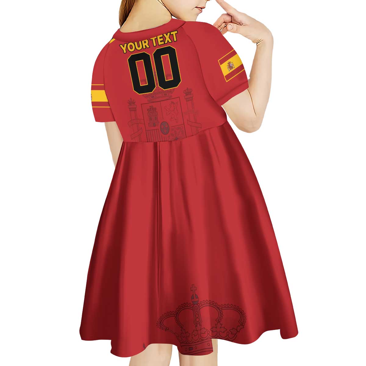 Custom Spain Euro 2024 Champions Kid Short Sleeve Dress La Roja Campeon De Europa - Wonder Print Shop