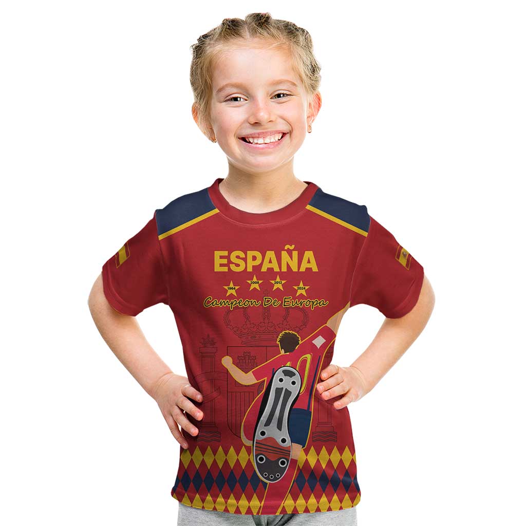Custom Spain Euro 2024 Champions Kid T Shirt La Roja Campeon De Europa - Wonder Print Shop
