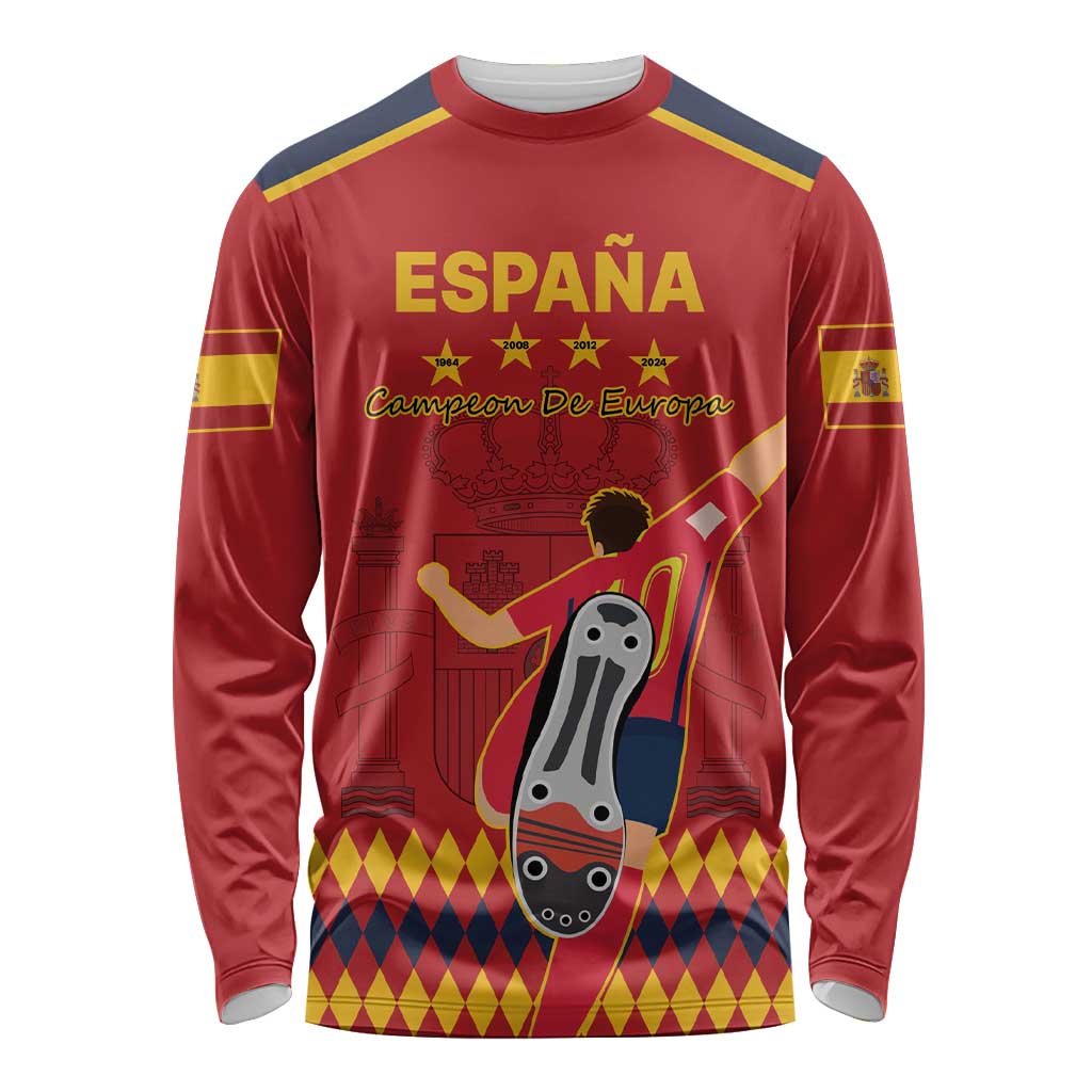 Custom Spain Euro 2024 Champions Long Sleeve Shirt La Roja Campeon De Europa - Wonder Print Shop