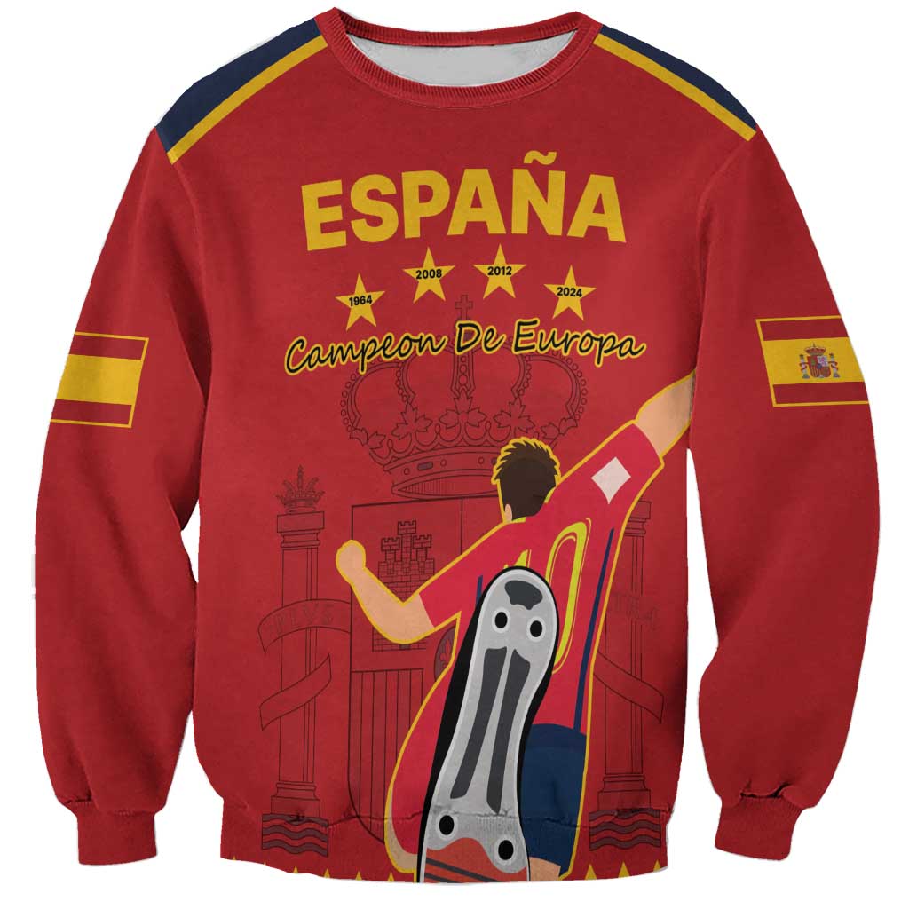 Custom Spain Euro 2024 Champions Sweatshirt La Roja Campeon De Europa - Wonder Print Shop